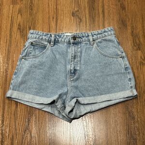 Rollas Dusters Shorts Womens 30 Jean Blue Denim Pockets High Rise Slim